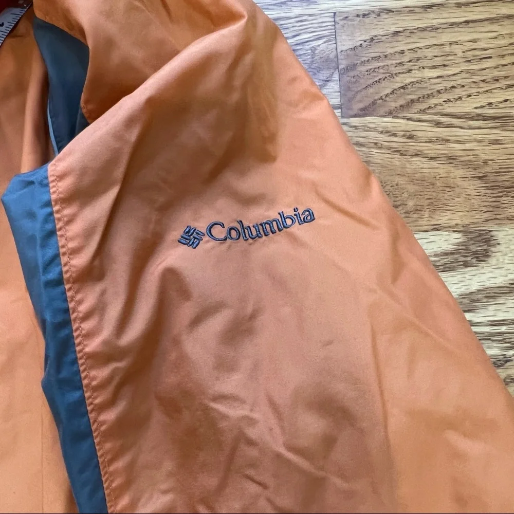 Columbia Youth 18/20 Orange Gray Hooded Rain Jacket Windbreaker - Picture 8 of 8